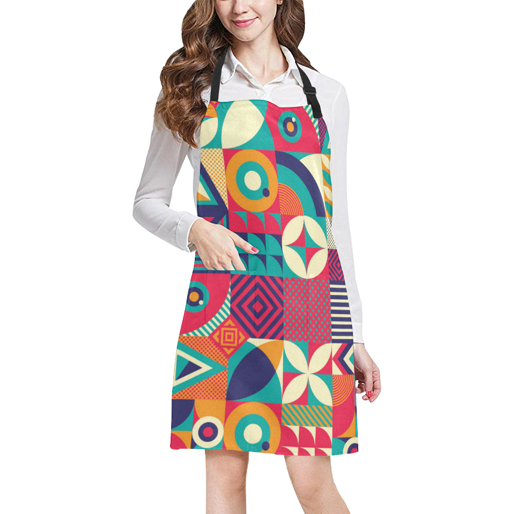 Mosaic Pattern Print Design 03 Apron with Pocket