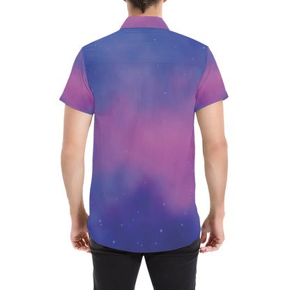 Nebula Pattern Print Design A05 Men's Short Sleeve Button Up Shirt
