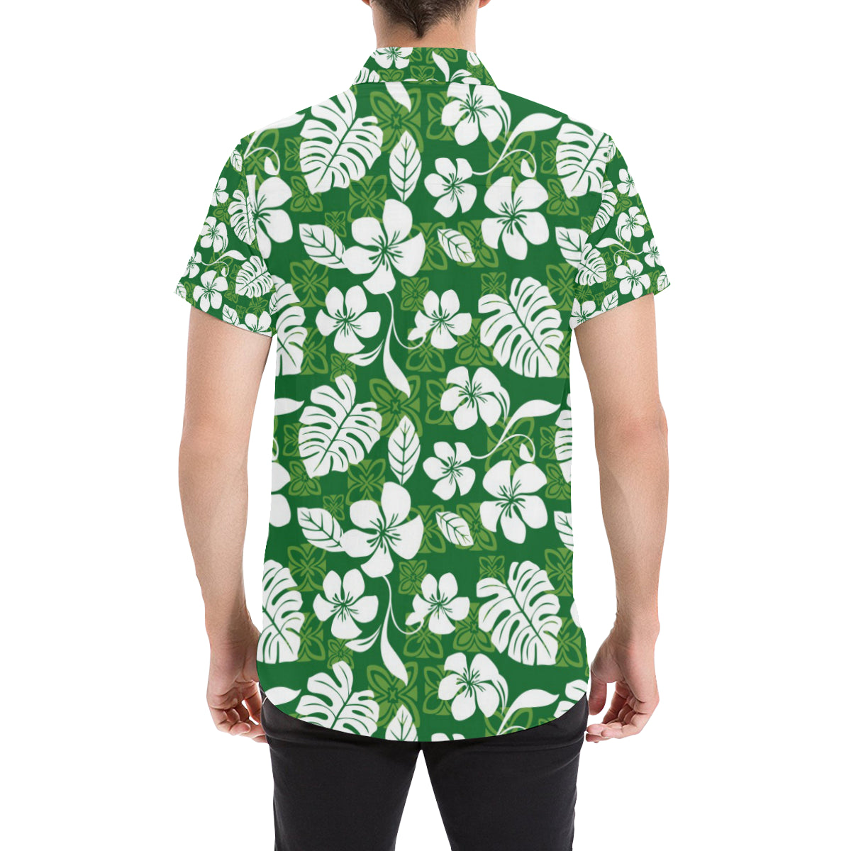 Hawaiian Themed Pattern Print Design H016 Men's Short Sleeve Button Up Shirt