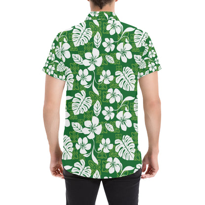 Hawaiian Themed Pattern Print Design H016 Men's Short Sleeve Button Up Shirt