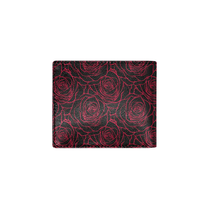 Red Rose Design Print Men's ID Card Wallet
