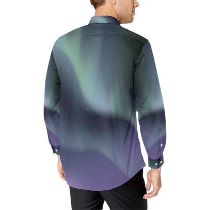 Aurora Borealis Pattern Print Design 01 Men's Long Sleeve Shirt
