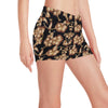 Brown Hibiscus Pattern Print Design HB06 Yoga Shorts