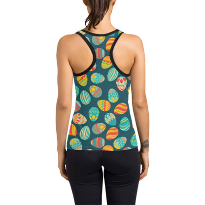 Easter Eggs Pattern Print Design RB09 Women's Racerback Tank Top
