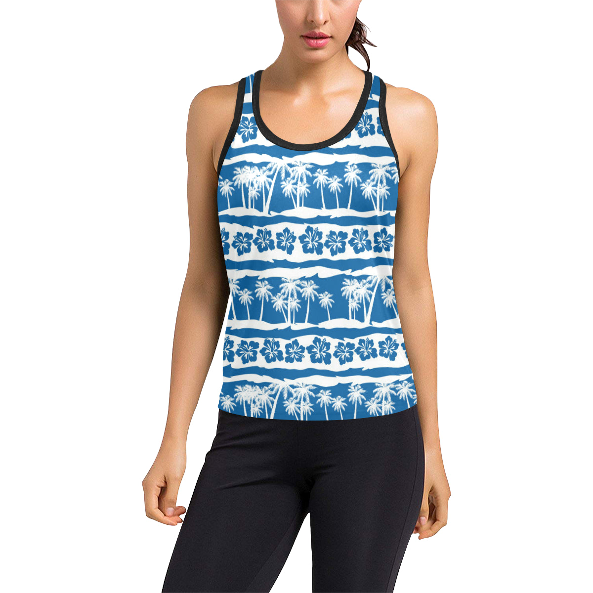 Hawaiian Themed Pattern Print Design H021 Women's Racerback Tank Top