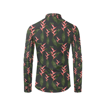 Heliconia Pattern Print Design HL07 Men's Long Sleeve Shirt