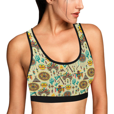 Tribal indians native american aztec Sports Bra