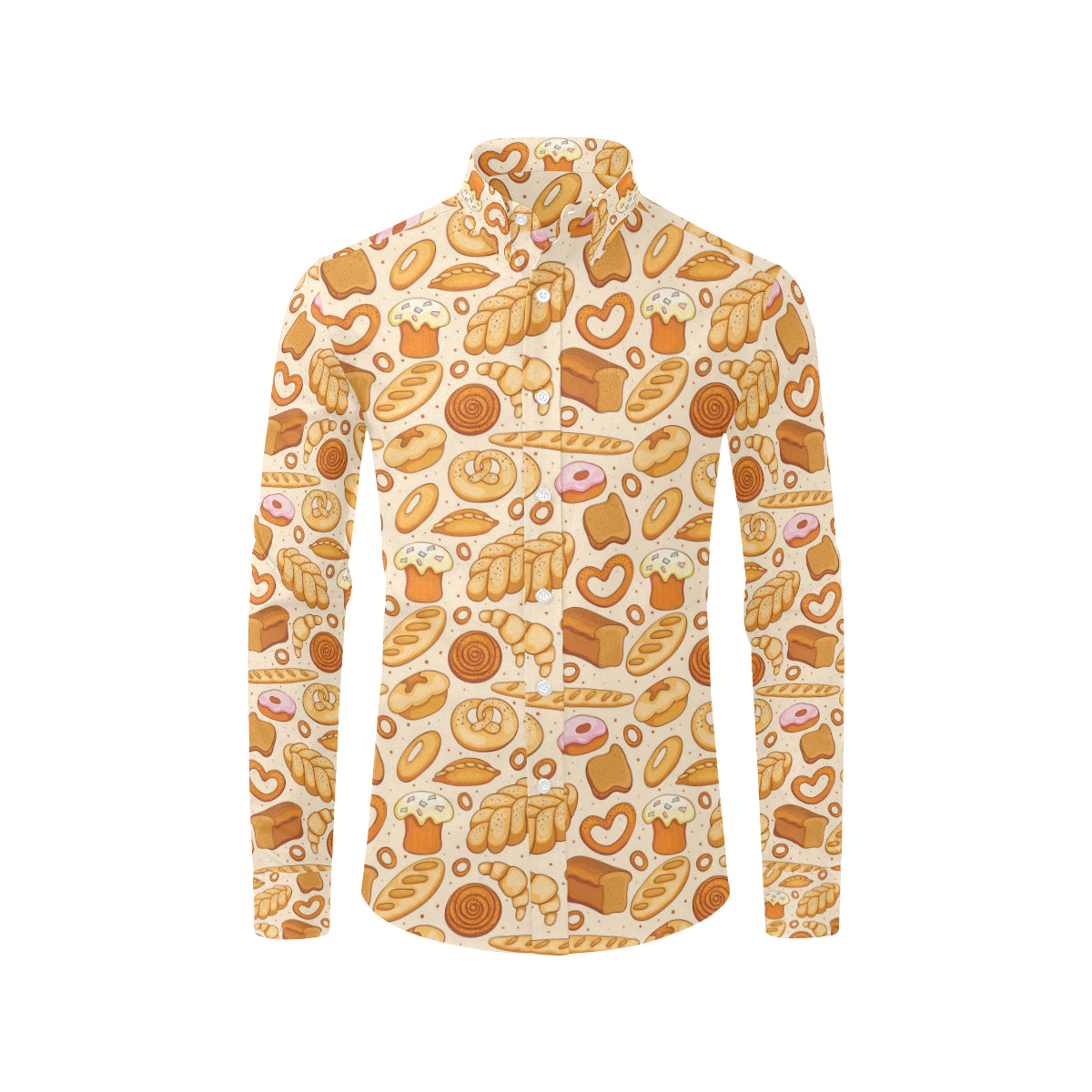 Bread Pattern Print Design 01 Men's Long Sleeve Shirt