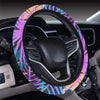 Neon Flower Tropical Palm Leaves Steering Wheel Cover with Elastic Edge