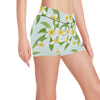 Yellow Plumeria Pattern Print Design PM024 Yoga Shorts