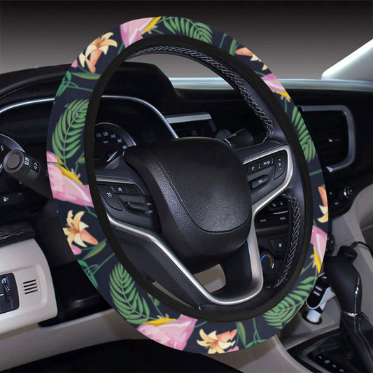 Cockatoo Pattern Print Design 03 Steering Wheel Cover with Elastic Edge