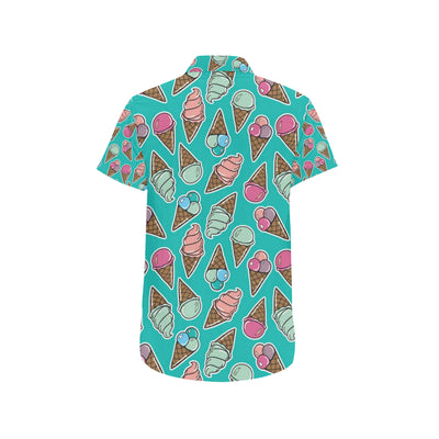 Ice Cream Pattern Print Design IC01 Men's Short Sleeve Button Up Shirt