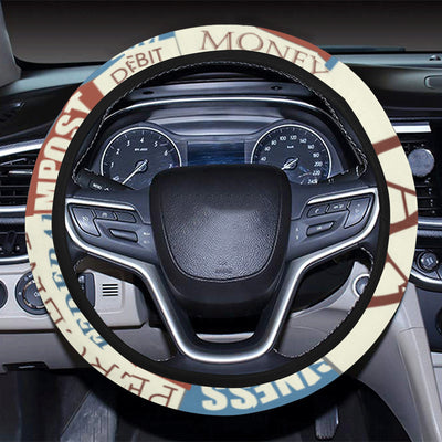 Accounting Financial Pattern Print Design 01 Steering Wheel Cover with Elastic Edge