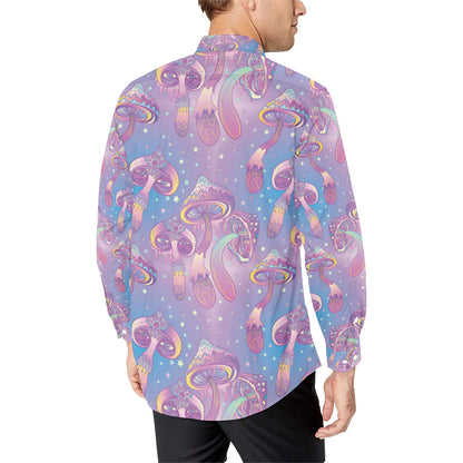 Psychedelic Mushroom Pattern Print Design A01 Men's Long Sleeve Shirt