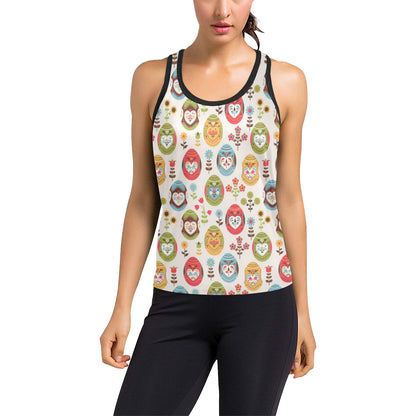 Easter Eggs Pattern Print Design RB011 Women's Racerback Tank Top