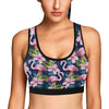 Flamingo Hibiscus Print Sports Bra