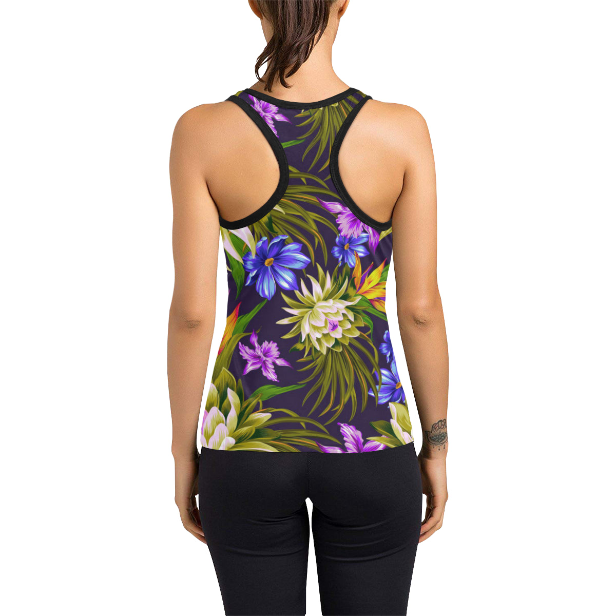 Water Lily Pattern Print Design WL08 Women's Racerback Tank Top