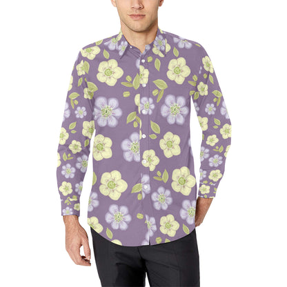 Anemone Pattern Print Design AM013 Men's Long Sleeve Shirt