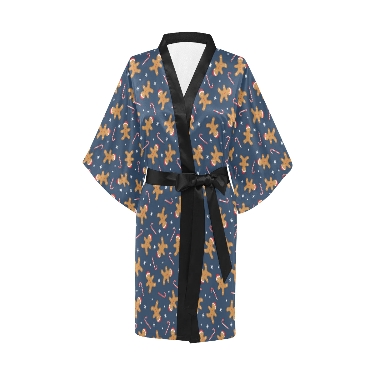 Gingerbread Pattern Print Design 01 Women's Short Kimono