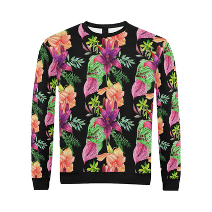 Amaryllis Pattern Print Design AL09 Men Long Sleeve Sweatshirt