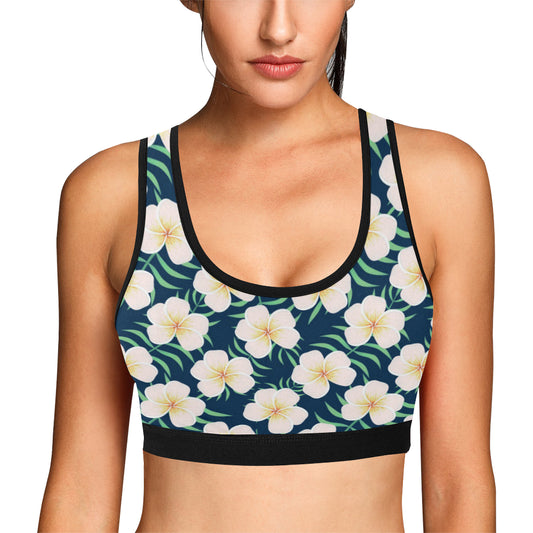 Pink Plumeria Pattern Print Design PM016 Sports Bra