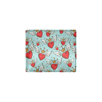 Angel Wings Heart Pattern Print Design 02 Men's ID Card Wallet