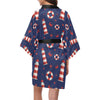 Nautical Pattern Print Design A03 Women's Short Kimono