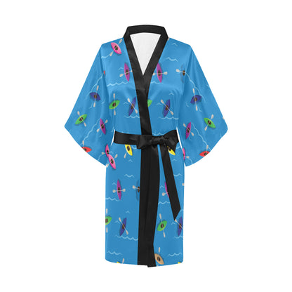 Kayak Pattern Print Design 03 Women's Short Kimono