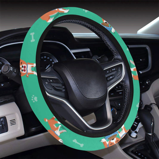 Basenji Pattern Print Design 02 Steering Wheel Cover with Elastic Edge