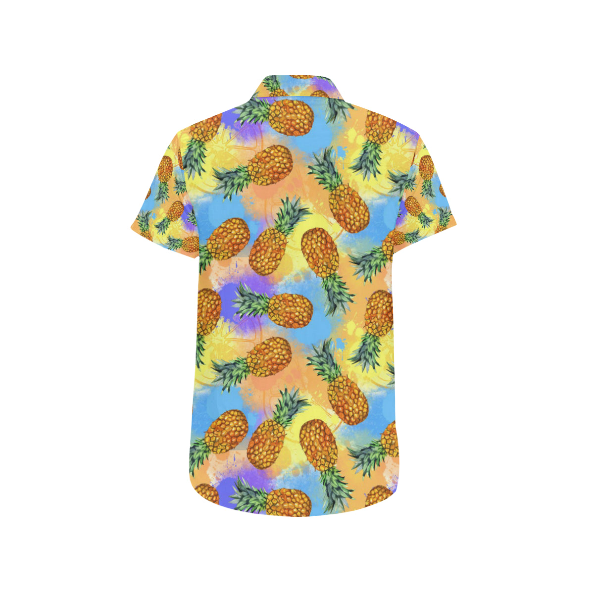 Pineapple Pattern Print Design PP09 Men's Short Sleeve Button Up Shirt