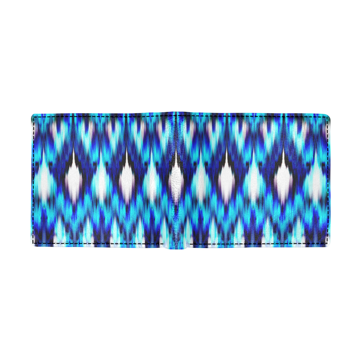 Ikat Blue Pattern Print Design 01 Men's ID Card Wallet