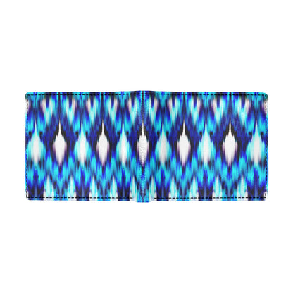 Ikat Blue Pattern Print Design 01 Men's ID Card Wallet