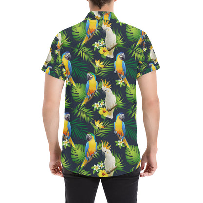 Parrot Pattern Print Design A03 Men's Short Sleeve Button Up Shirt