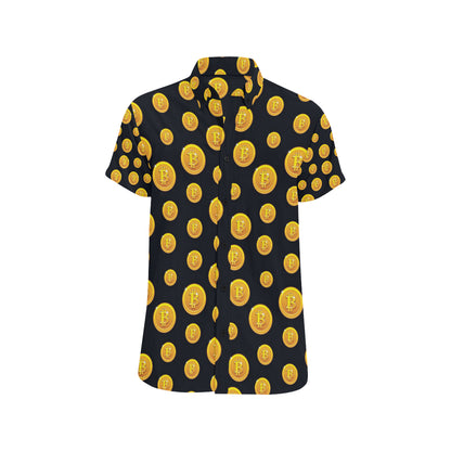 Bitcoin Pattern Print Design DO04 Men's Short Sleeve Button Up Shirt