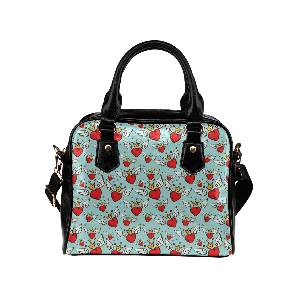 Angel Wings Heart Pattern Print Design 02 Shoulder Handbag