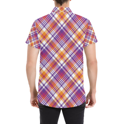 Madras Pattern Print Design 02 Men's Short Sleeve Button Up Shirt