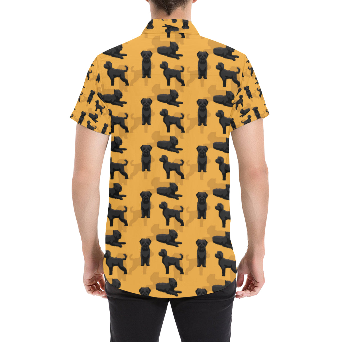 Bouviers des Flandres Pattern Print Design 01 Men's Short Sleeve Button Up Shirt