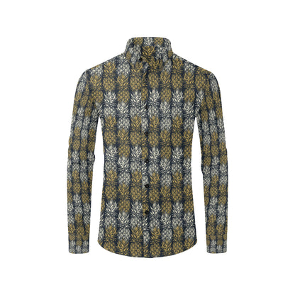 Pineapple Print Design Pattern Men's Long Sleeve Shirt