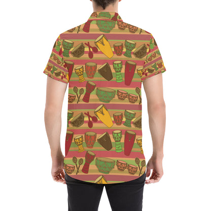Percussion Pattern Print Design 01 Men's Short Sleeve Button Up Shirt