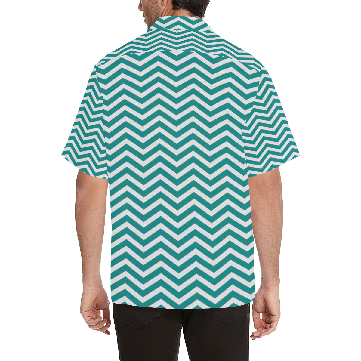 Chevron Teal Pattern Print Design 02 Men's Hawaiian Shirt