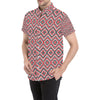 Native American Themed Tribal Print Men's Short Sleeve Button Up Shirt