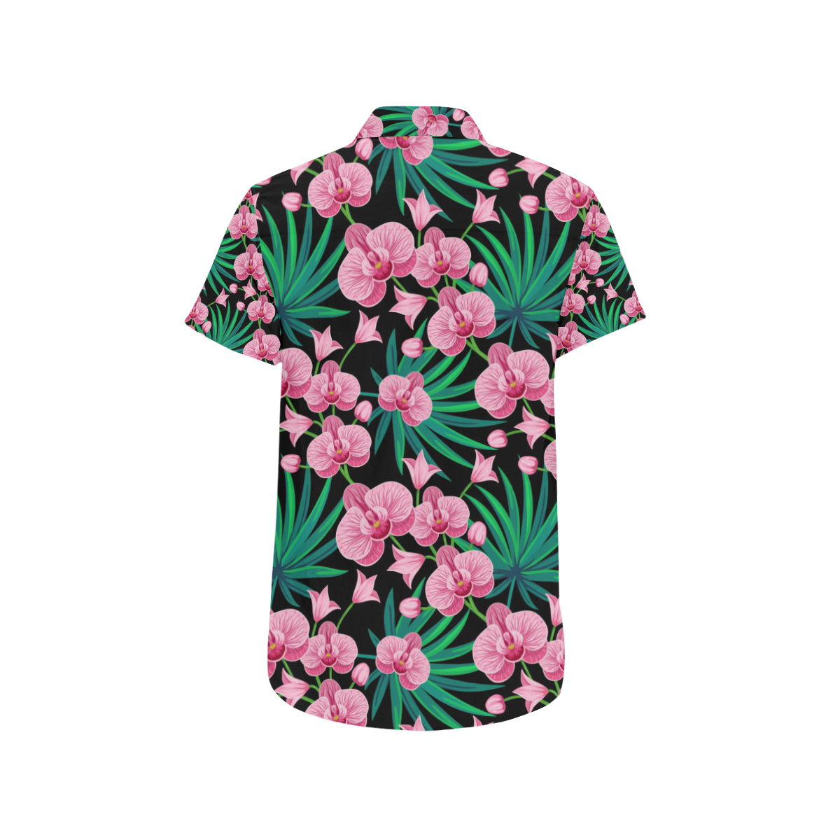 Orchid Pink Pattern Print Design OR06 Men's Short Sleeve Button Up Shirt