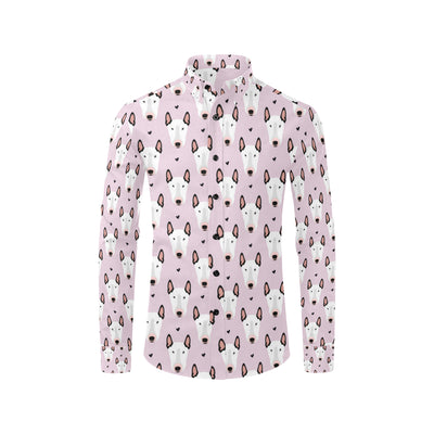 Bull Terrier Pink Print Pattern Men's Long Sleeve Shirt