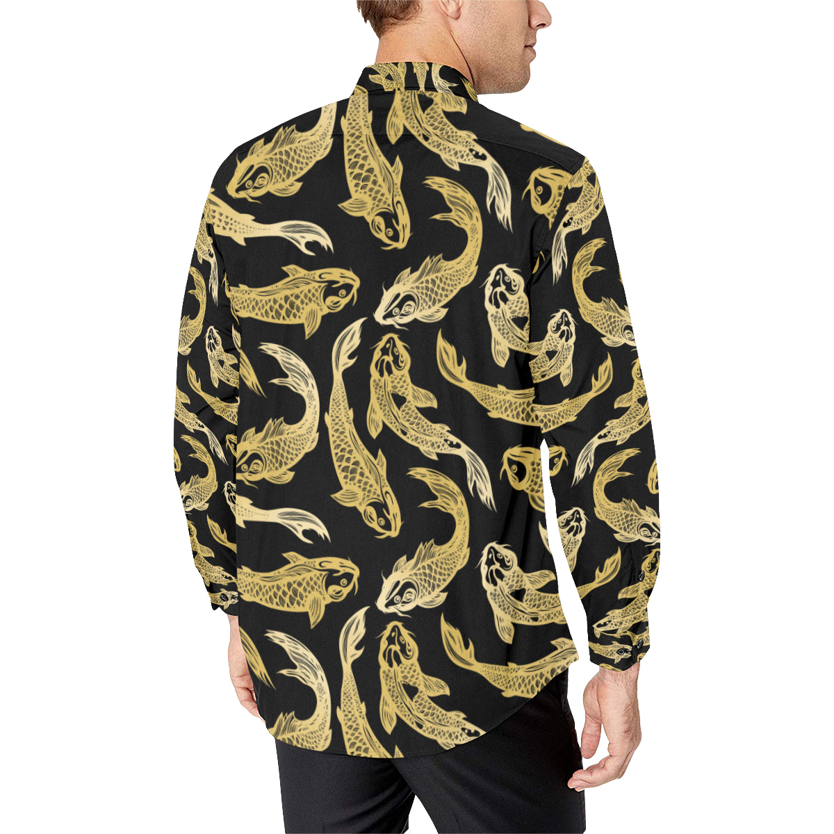 KOI Fish Pattern Print Design 03 Men's Long Sleeve Shirt