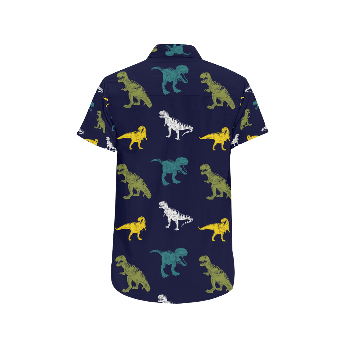 T Rex Pattern Print Design A07 Men's Short Sleeve Button Up Shirt
