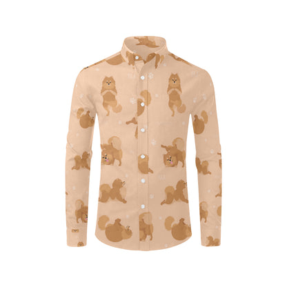 Pomeranians Pattern Print Design A06 Men's Long Sleeve Shirt