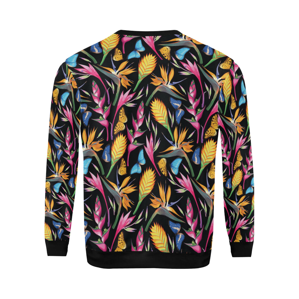 Tropical Flower Pattern Print Design TF016 Men Long Sleeve Sweatshirt