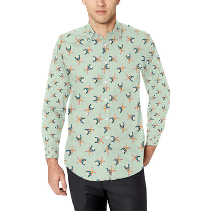 Windmill Pattern Print Design 02 Men's Long Sleeve Shirt