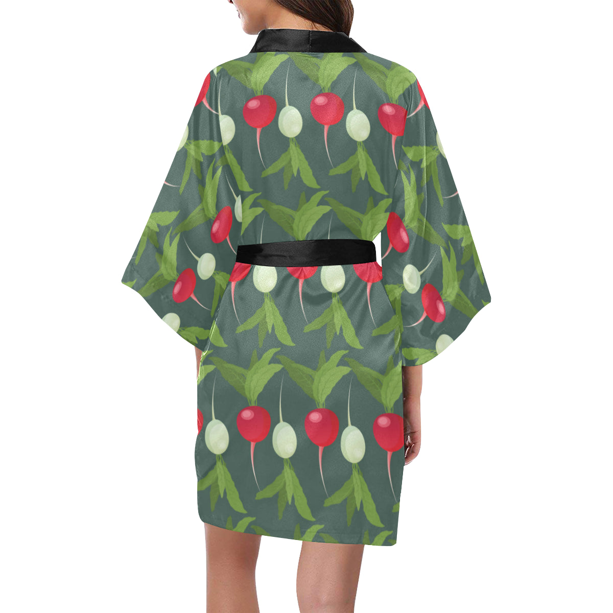Radish Pattern Print Design A03 Women's Short Kimono