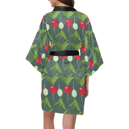 Radish Pattern Print Design A03 Women's Short Kimono